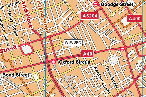 W1W 8EG map - OS VectorMap District (Ordnance Survey)