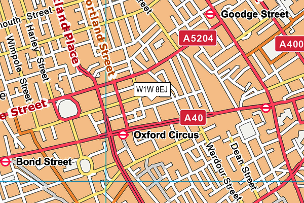 W1W 8EJ map - OS VectorMap District (Ordnance Survey)
