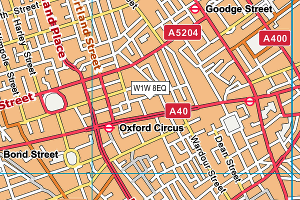 W1W 8EQ map - OS VectorMap District (Ordnance Survey)