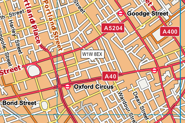 W1W 8EX map - OS VectorMap District (Ordnance Survey)