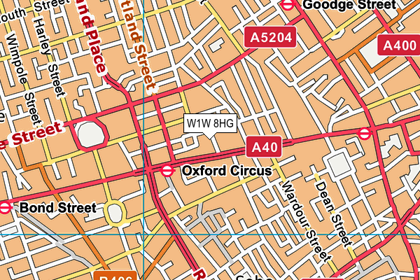 W1W 8HG map - OS VectorMap District (Ordnance Survey)
