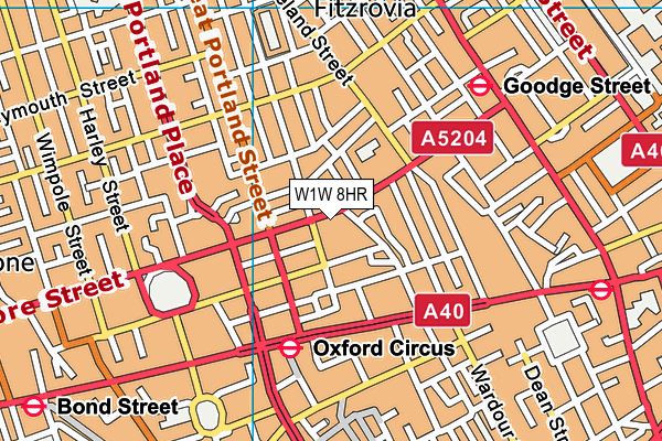 W1W 8HR map - OS VectorMap District (Ordnance Survey)