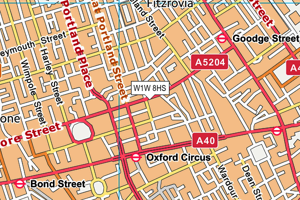 W1W 8HS map - OS VectorMap District (Ordnance Survey)