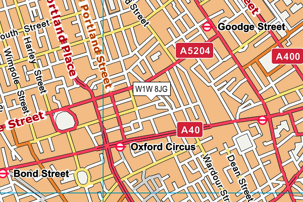 W1W 8JG map - OS VectorMap District (Ordnance Survey)