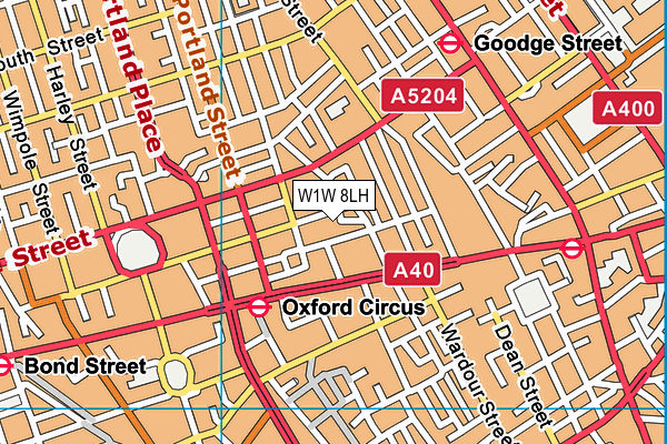 W1W 8LH map - OS VectorMap District (Ordnance Survey)