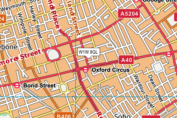 W1W 8QL map - OS VectorMap District (Ordnance Survey)