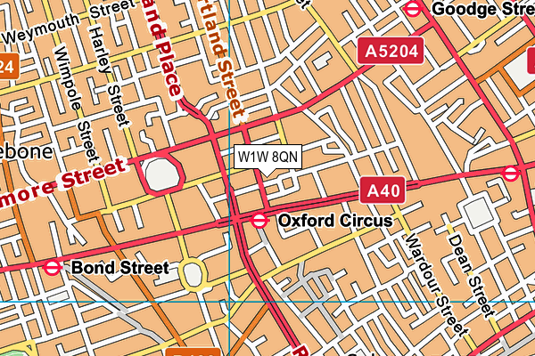 W1W 8QN map - OS VectorMap District (Ordnance Survey)