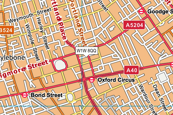 W1W 8QQ map - OS VectorMap District (Ordnance Survey)