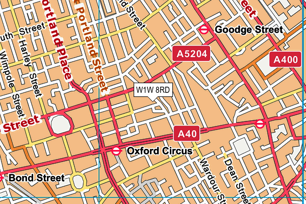 W1W 8RD map - OS VectorMap District (Ordnance Survey)