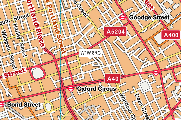 W1W 8RG map - OS VectorMap District (Ordnance Survey)