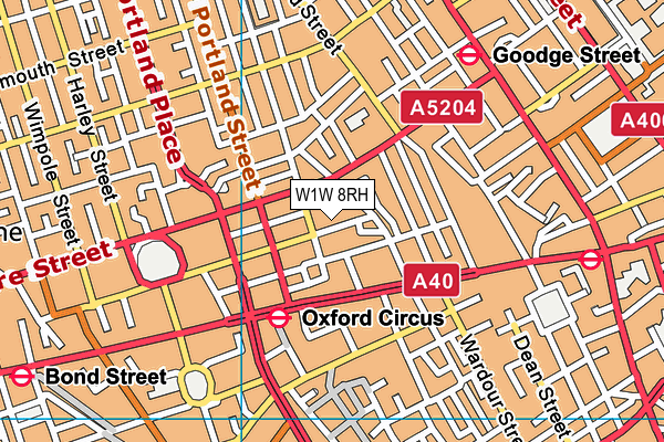 W1W 8RH map - OS VectorMap District (Ordnance Survey)