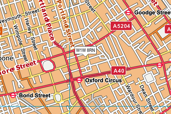 W1W 8RN map - OS VectorMap District (Ordnance Survey)