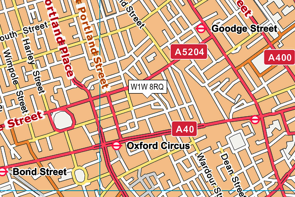 W1W 8RQ map - OS VectorMap District (Ordnance Survey)