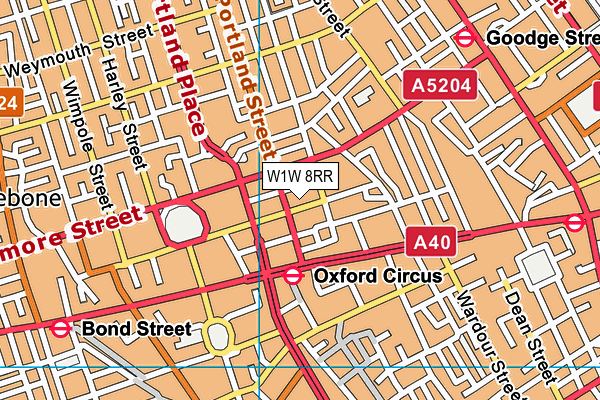 W1W 8RR map - OS VectorMap District (Ordnance Survey)