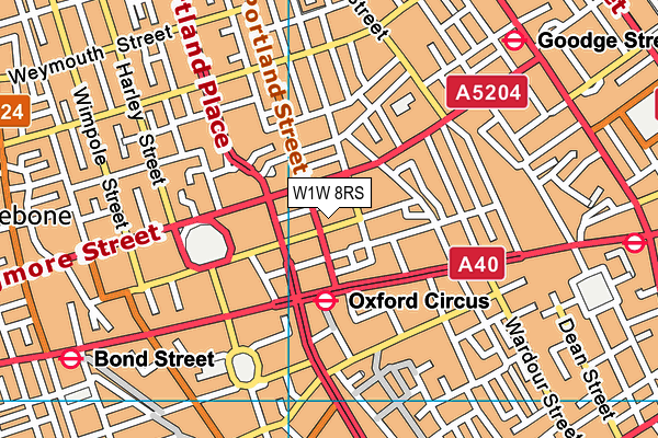 W1W 8RS map - OS VectorMap District (Ordnance Survey)