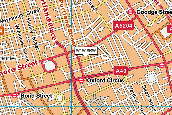 W1W 8RW map - OS VectorMap District (Ordnance Survey)