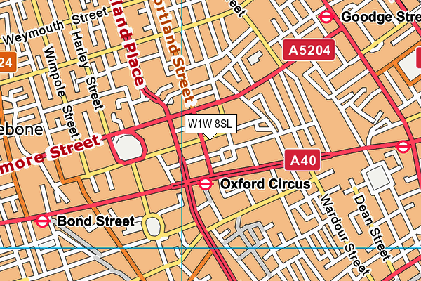 W1W 8SL map - OS VectorMap District (Ordnance Survey)