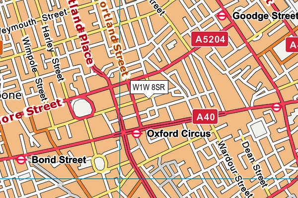 W1W 8SR map - OS VectorMap District (Ordnance Survey)