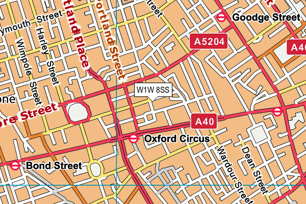 W1W 8SS map - OS VectorMap District (Ordnance Survey)