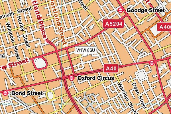 W1W 8SU map - OS VectorMap District (Ordnance Survey)