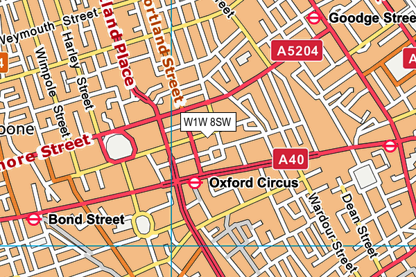 W1W 8SW map - OS VectorMap District (Ordnance Survey)