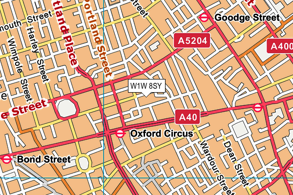 W1W 8SY map - OS VectorMap District (Ordnance Survey)