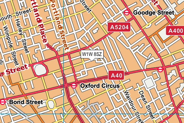 W1W 8SZ map - OS VectorMap District (Ordnance Survey)