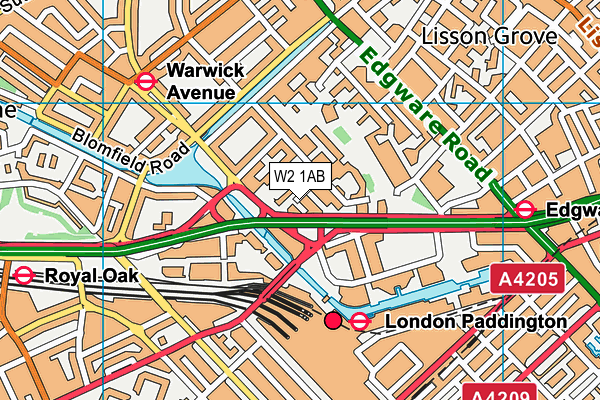 W2 1AB map - OS VectorMap District (Ordnance Survey)