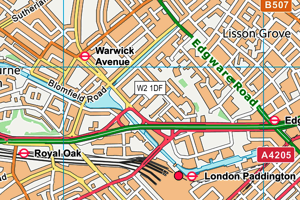 W2 1DF map - OS VectorMap District (Ordnance Survey)