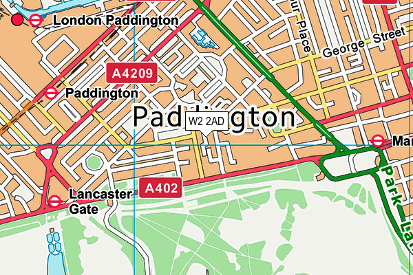 W2 2AD map - OS VectorMap District (Ordnance Survey)