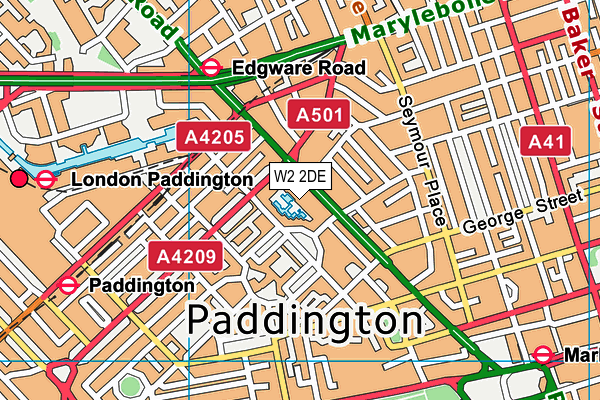 W2 2DE map - OS VectorMap District (Ordnance Survey)