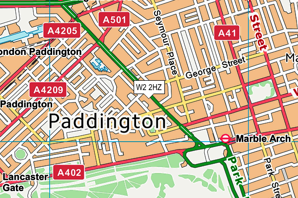 W2 2HZ map - OS VectorMap District (Ordnance Survey)