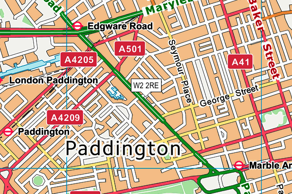 W2 2RE map - OS VectorMap District (Ordnance Survey)