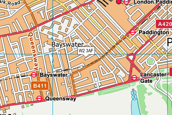 W2 3AF map - OS VectorMap District (Ordnance Survey)