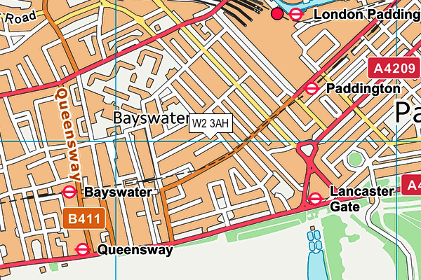 W2 3AH map - OS VectorMap District (Ordnance Survey)