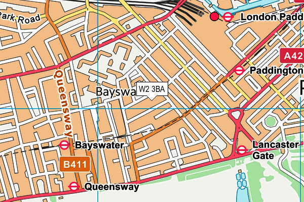 W2 3BA map - OS VectorMap District (Ordnance Survey)