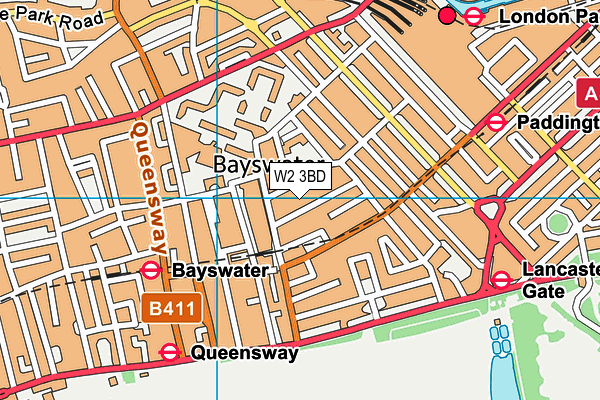 W2 3BD map - OS VectorMap District (Ordnance Survey)