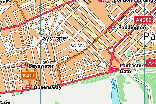 W2 3DS map - OS VectorMap District (Ordnance Survey)