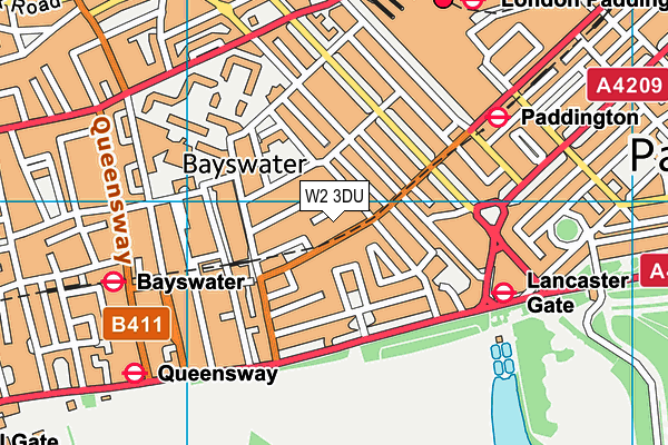 W2 3DU map - OS VectorMap District (Ordnance Survey)