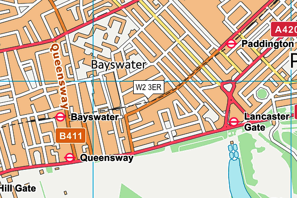 W2 3ER map - OS VectorMap District (Ordnance Survey)