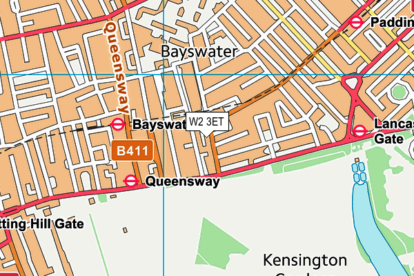 W2 3ET map - OS VectorMap District (Ordnance Survey)