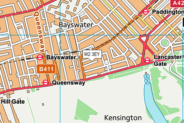 W2 3EY map - OS VectorMap District (Ordnance Survey)