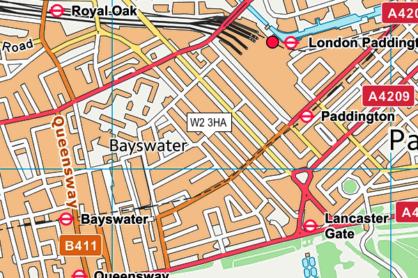 W2 3HA map - OS VectorMap District (Ordnance Survey)