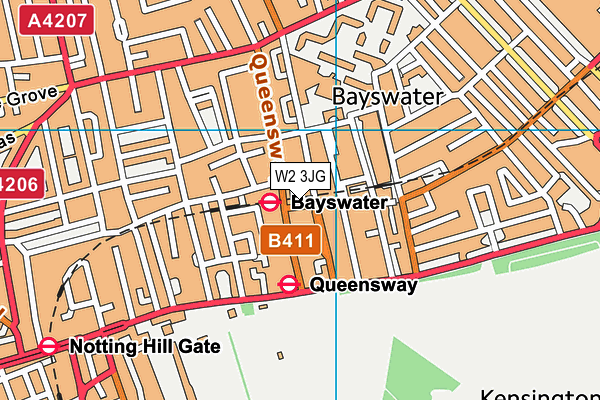 W2 3JG map - OS VectorMap District (Ordnance Survey)