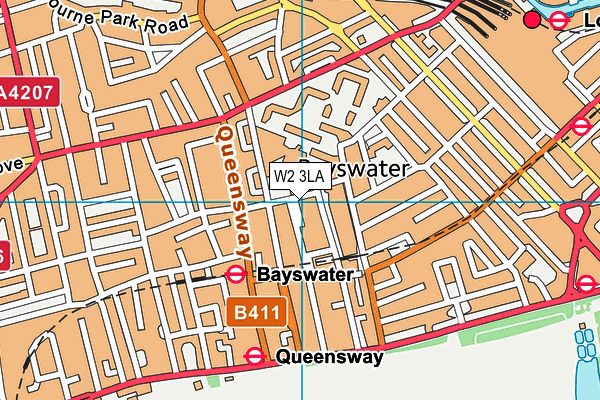 W2 3LA map - OS VectorMap District (Ordnance Survey)