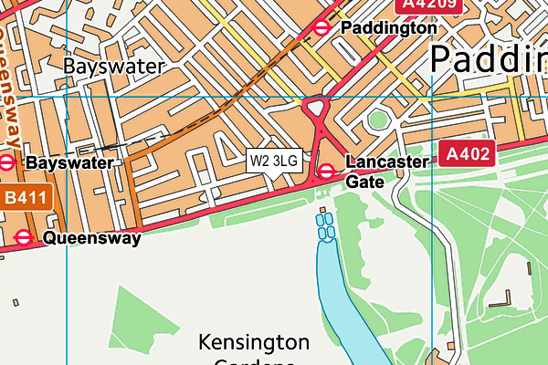 W2 3LG map - OS VectorMap District (Ordnance Survey)