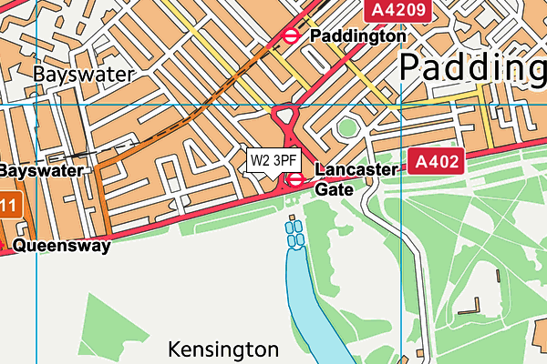 W2 3PF map - OS VectorMap District (Ordnance Survey)