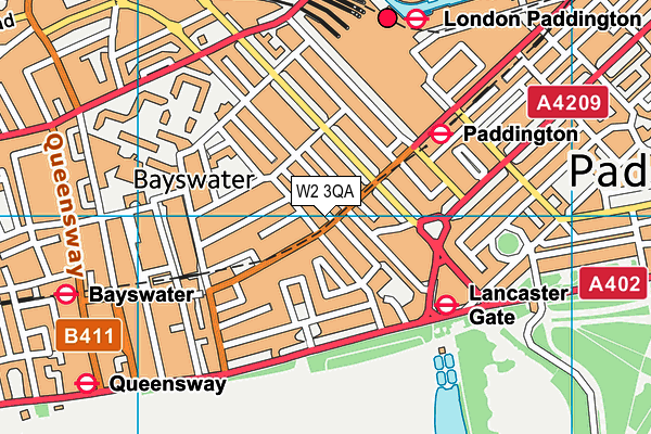 W2 3QA map - OS VectorMap District (Ordnance Survey)