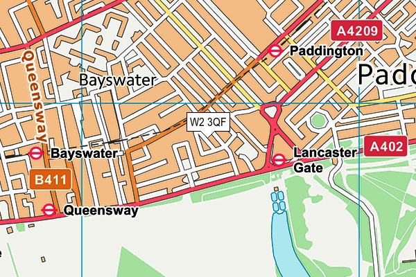 W2 3QF map - OS VectorMap District (Ordnance Survey)