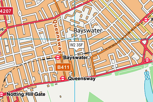 W2 3SF map - OS VectorMap District (Ordnance Survey)